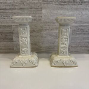 Lenox Ivory Candle Holders with Embossed Design